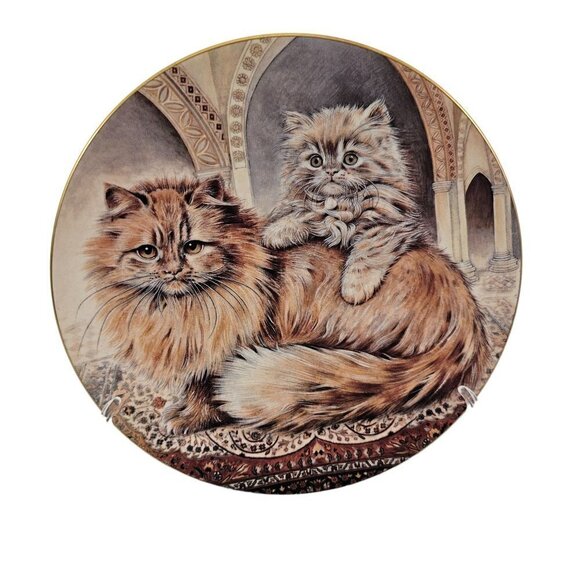 Royal Worcester England 1990 Cats and Kittens CREAM PERSIAN Cats Collector Plate - Picture 3 of 8